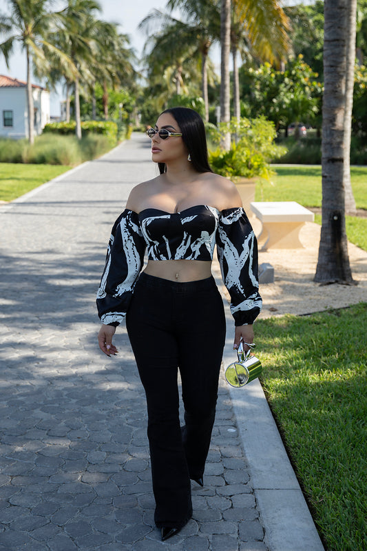 Perfect Pattern Black Crop Top