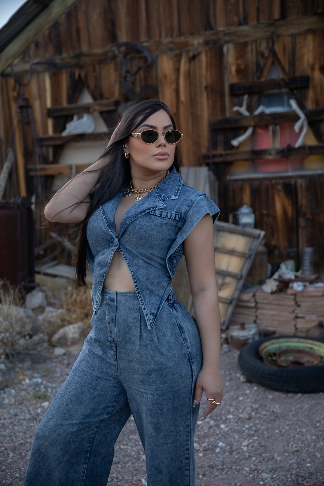 Denim Love Pants Set