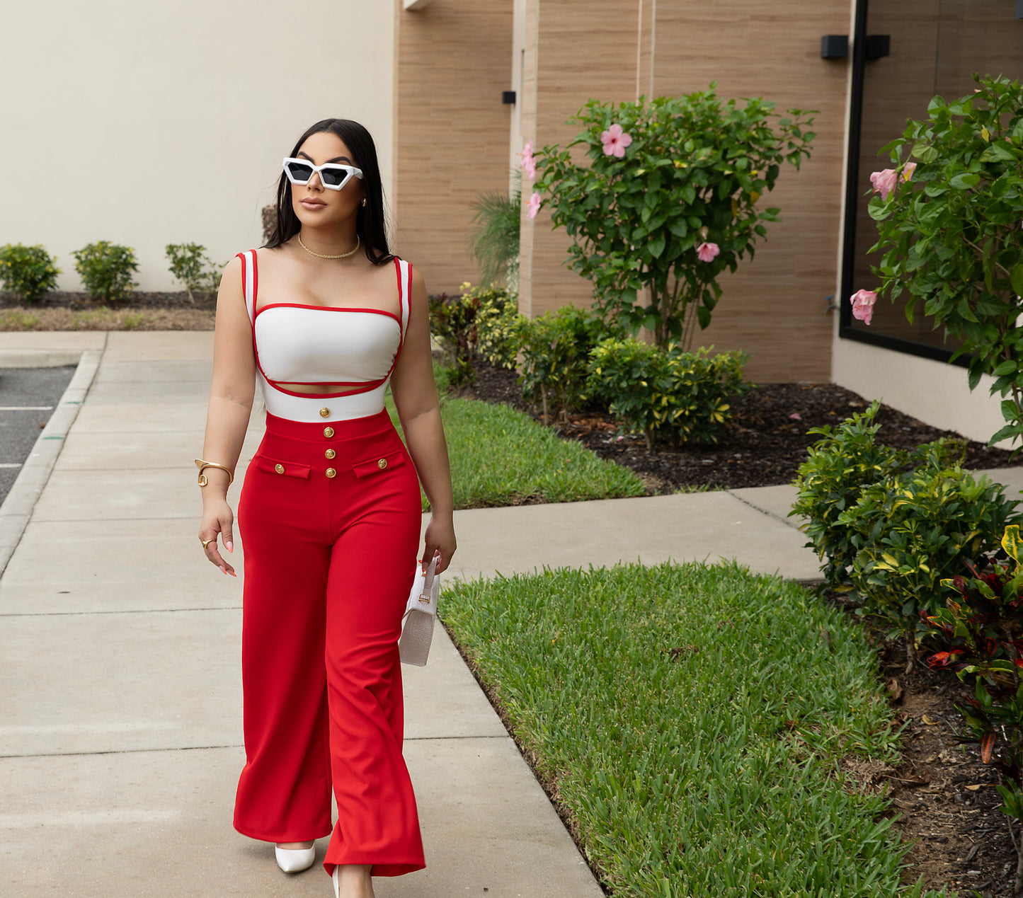 Stop Thinking About Me Red Jumpsuit